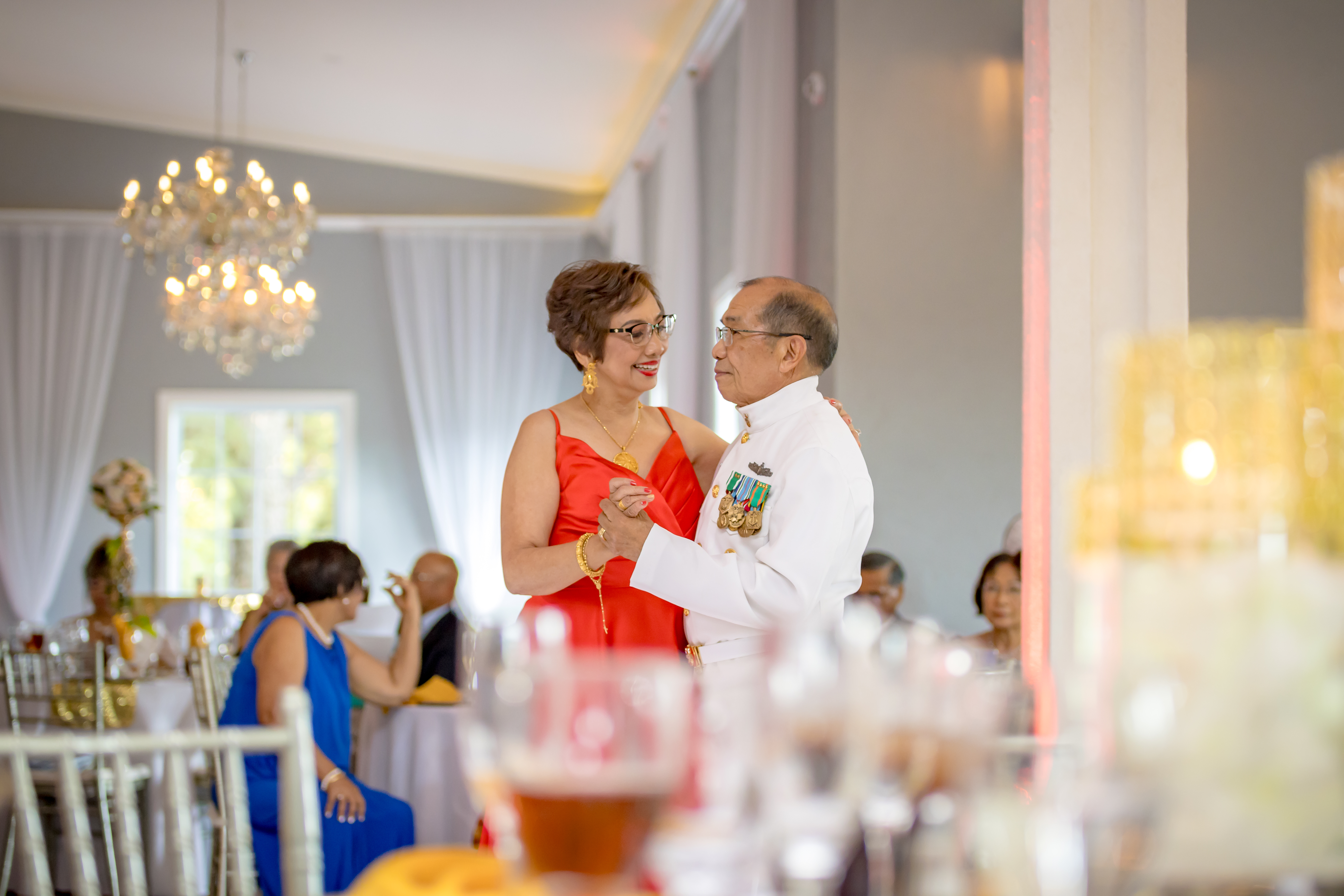 Groom smiling affectionately at his bride during wedding in Virginia